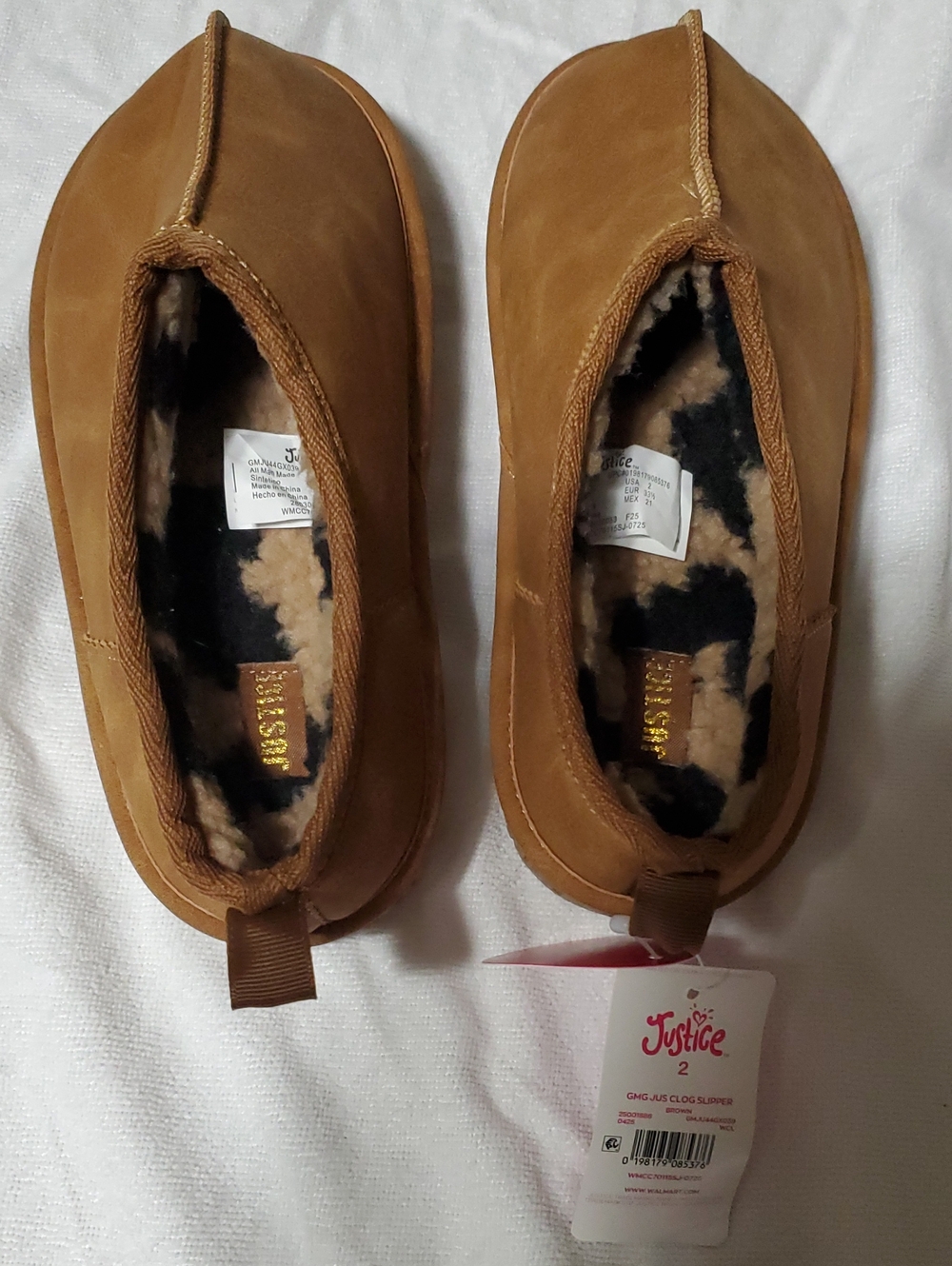 Justice Girls Tan Faux-Suede Slip-On Clog Slippers with Plush Lining